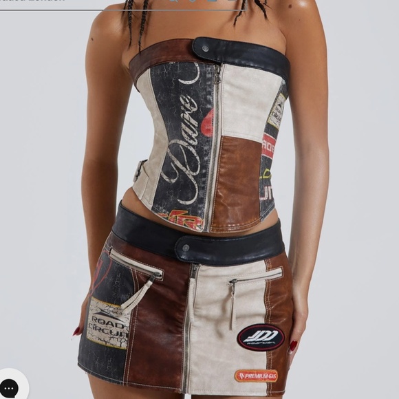 NEW Jaded London Daytona Vegan Faux Leather Strapless Top - Picture 4 of 13